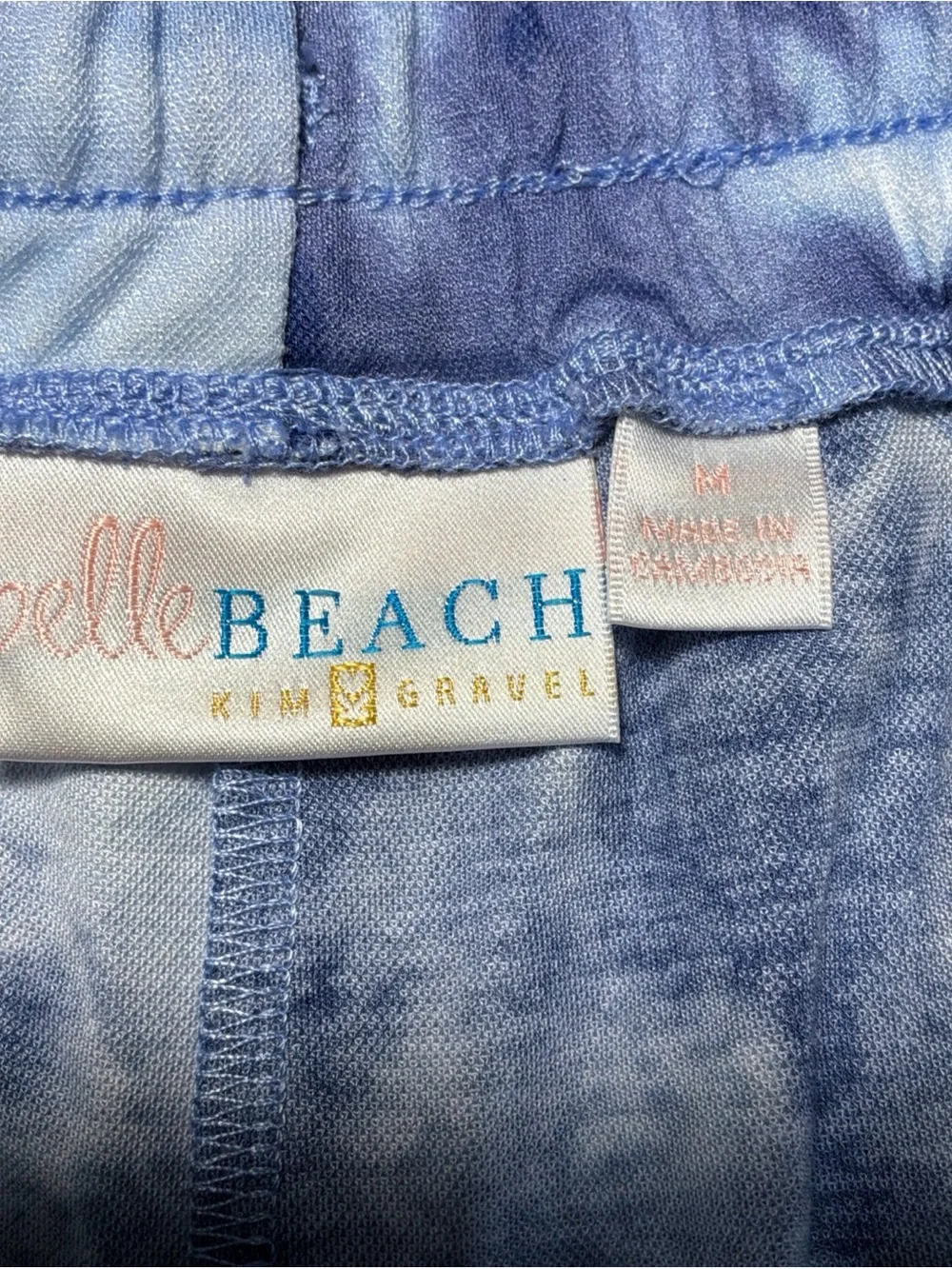 Belle by Kim Gravel Crop Pants Women’s Blue White Tie Dye Drawstring Sz M